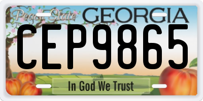 GA license plate CEP9865