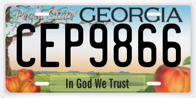 GA license plate CEP9866