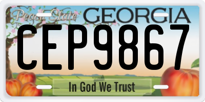 GA license plate CEP9867