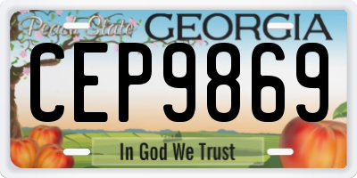 GA license plate CEP9869