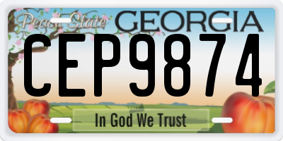 GA license plate CEP9874