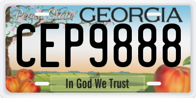 GA license plate CEP9888