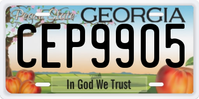 GA license plate CEP9905