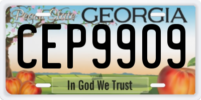 GA license plate CEP9909