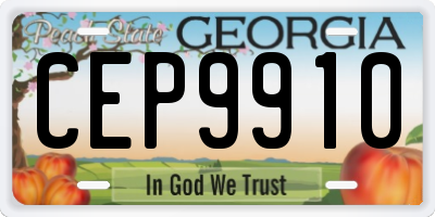 GA license plate CEP9910