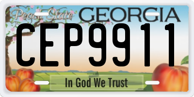 GA license plate CEP9911