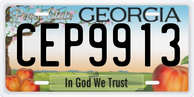 GA license plate CEP9913