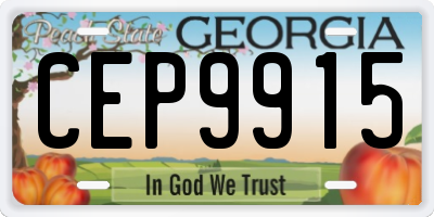 GA license plate CEP9915