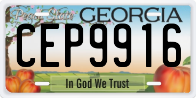 GA license plate CEP9916