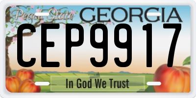 GA license plate CEP9917