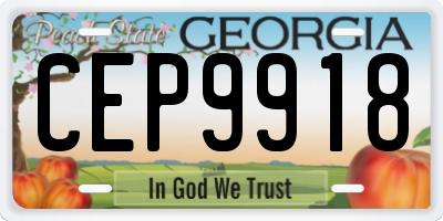 GA license plate CEP9918