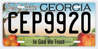 GA license plate CEP9920