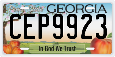 GA license plate CEP9923