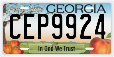 GA license plate CEP9924
