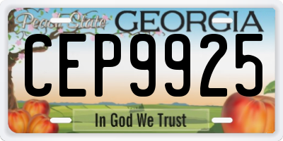 GA license plate CEP9925