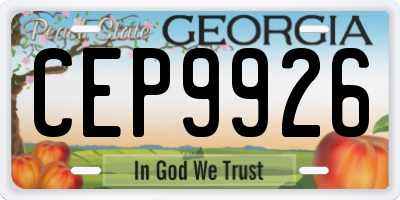 GA license plate CEP9926