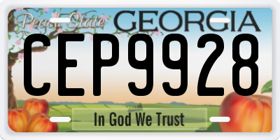 GA license plate CEP9928