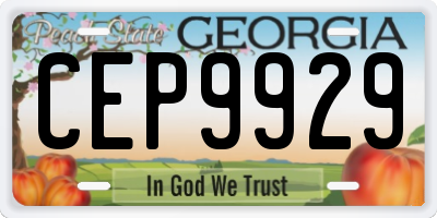 GA license plate CEP9929