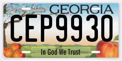 GA license plate CEP9930