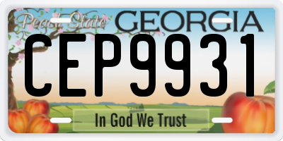GA license plate CEP9931