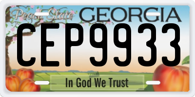 GA license plate CEP9933