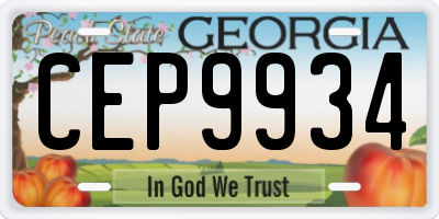 GA license plate CEP9934