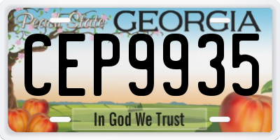 GA license plate CEP9935