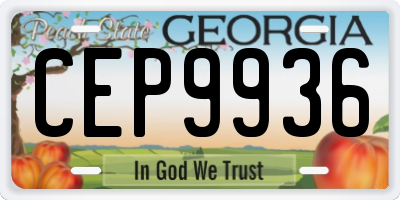GA license plate CEP9936