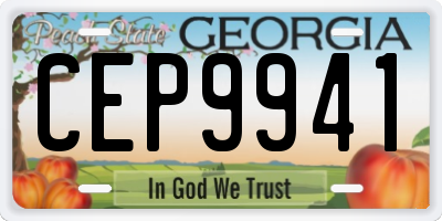 GA license plate CEP9941