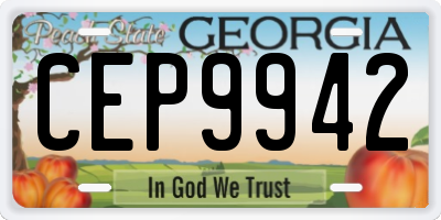 GA license plate CEP9942