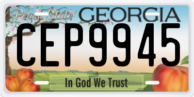 GA license plate CEP9945