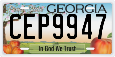 GA license plate CEP9947