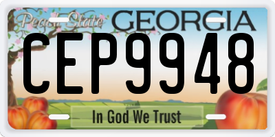 GA license plate CEP9948