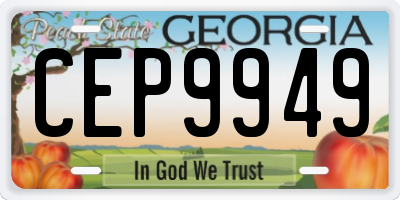 GA license plate CEP9949