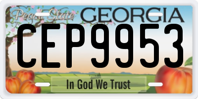 GA license plate CEP9953