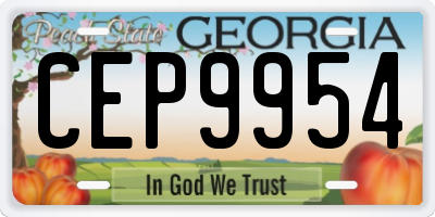 GA license plate CEP9954