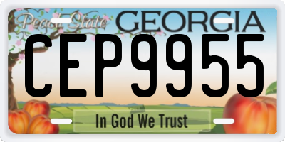 GA license plate CEP9955