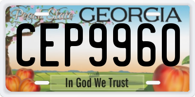 GA license plate CEP9960