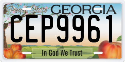 GA license plate CEP9961