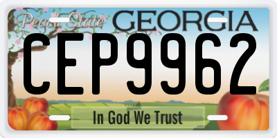 GA license plate CEP9962