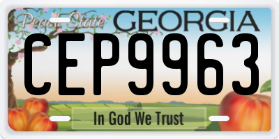 GA license plate CEP9963