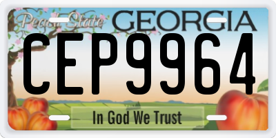 GA license plate CEP9964