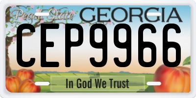 GA license plate CEP9966
