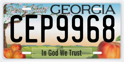 GA license plate CEP9968