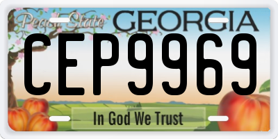 GA license plate CEP9969
