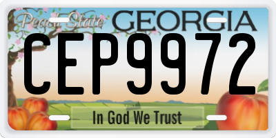 GA license plate CEP9972