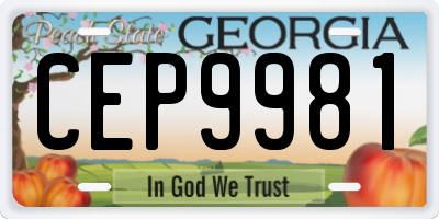 GA license plate CEP9981