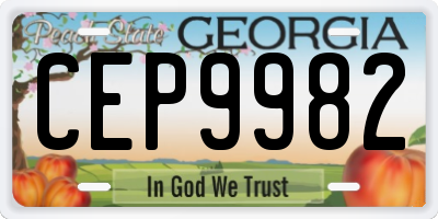 GA license plate CEP9982