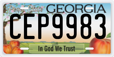 GA license plate CEP9983
