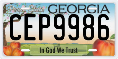 GA license plate CEP9986